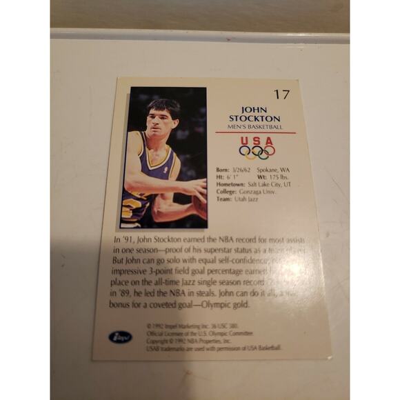 JOHN STOCKTON 1992/93 Skybox/Impel Olympicards #17 - USA Basketball - Picture 2 of 4